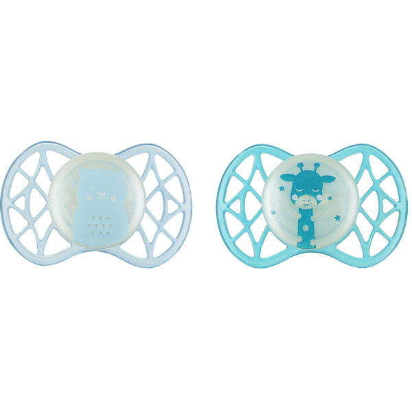 

Пустышка Nuvita Air55 Explorer симметрическая 0m+ светящаяся в темноте (мишка, жираф) 2шт (NV7067GM)