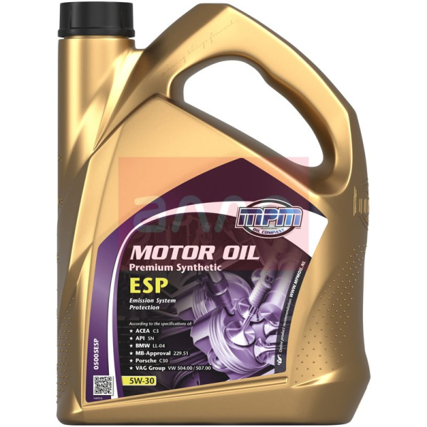 

Моторное масло MPM Motor Oil Premium Synthetic ESP 5W-30, 5л (05005ESP)