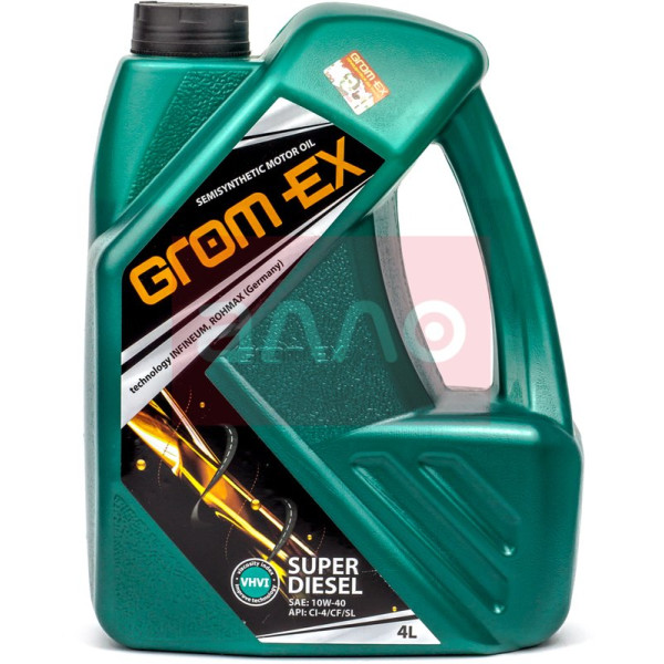 

Grom-Ex Super Diesel 10W-40 API CI-4/SL дизельное моторное масло, 4 л