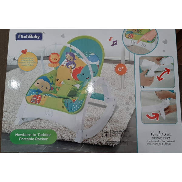 

Детский шезлонг-качалка 2 в 1 FitchBaby 88954, 0-18 кг, вибрация и мелодия