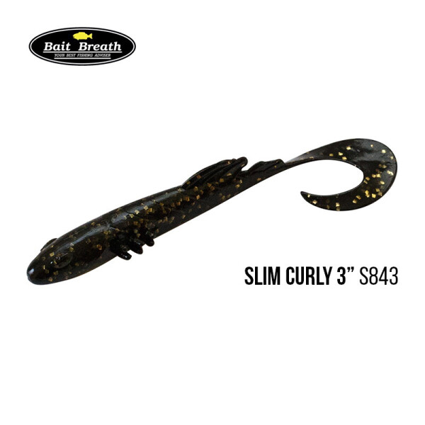 

Приманка Bait Breath BeTanCo Slim Curly 3" (8шт) (S843 Black／Gold)