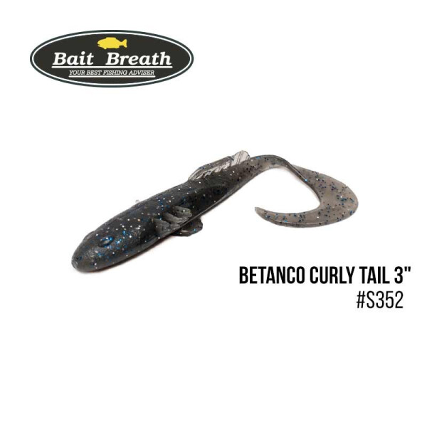 

Приманка Bait Breath BeTanCo Curly Tail 3" (6 шт.) (S352 UV Ｈologram Smoke／Blue)