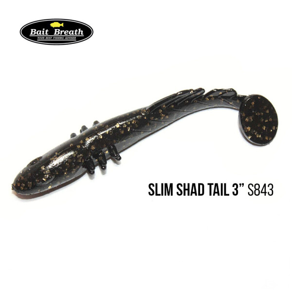 

Приманка Bait Breath BeTanCo Shad Tail Slim 3" (8 шт.) (S843 Black／Gold)