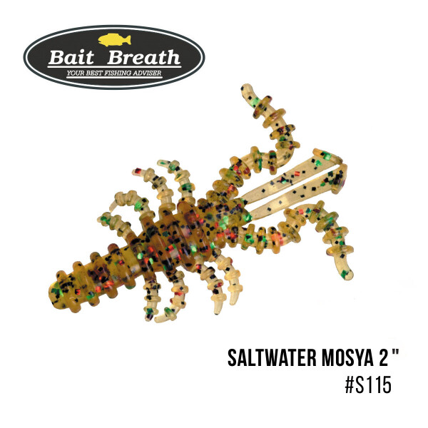 

Приманка Bait Breath Saltwater Mosya 2" (10 шт.) (S115 Pumpkin／green・red・seed)