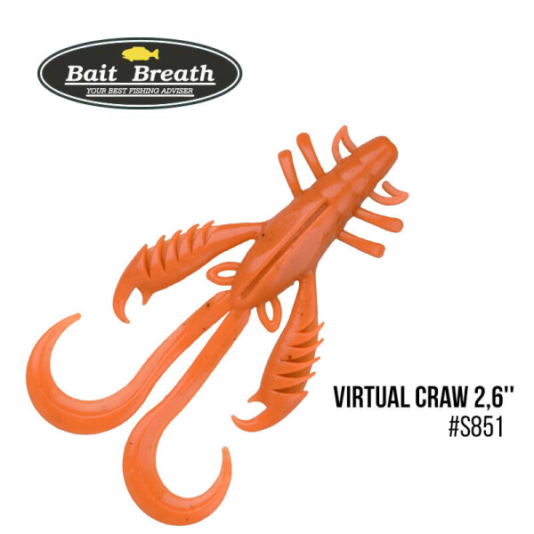 

Приманка Bait Breath Virtual Craw 2,6'' (9шт.) (S851 UV Ｈologram Clear／Red)