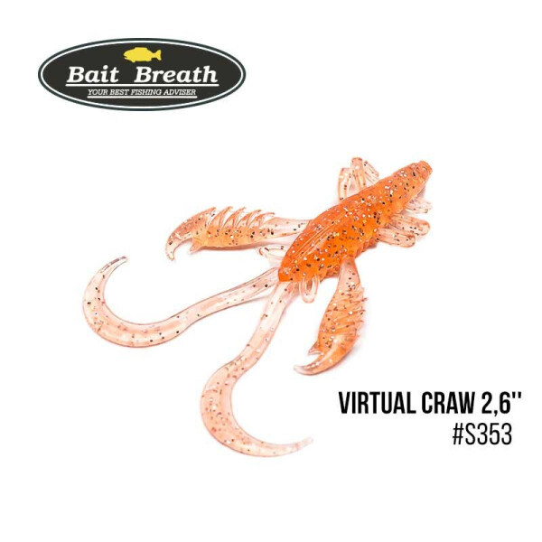 

Приманка Bait Breath Virtual Craw 2,6'' (9шт.) (S353 UV Ｈologram Clear orange)