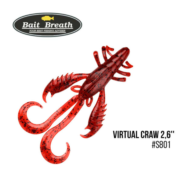 

Приманка Bait Breath Virtual Craw 2,6'' (9шт.) (S801 Red／seed)