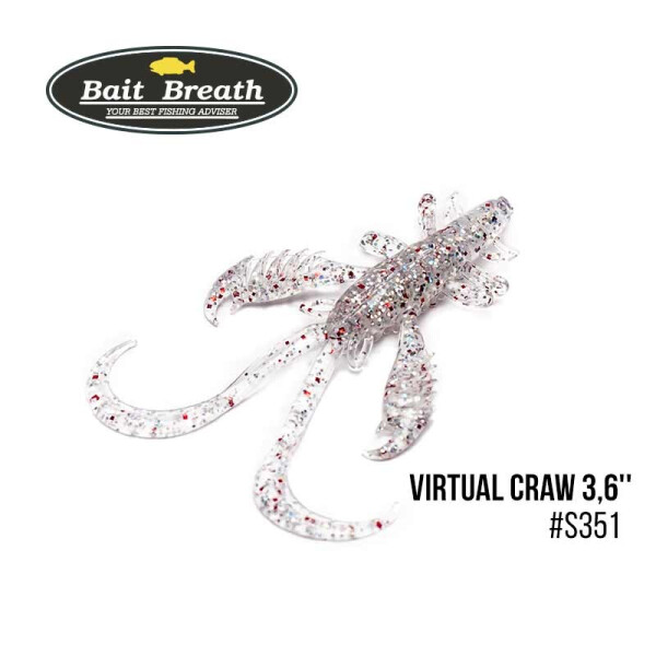 

Приманка Bait Breath Virtual Craw 3,6'' (8шт.) (S351 UV Ｈologram Clear／Red)