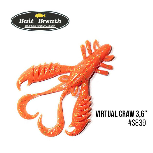 

Приманка Bait Breath Virtual Craw 3,6'' (8шт.) (S839 Orange／Gold)