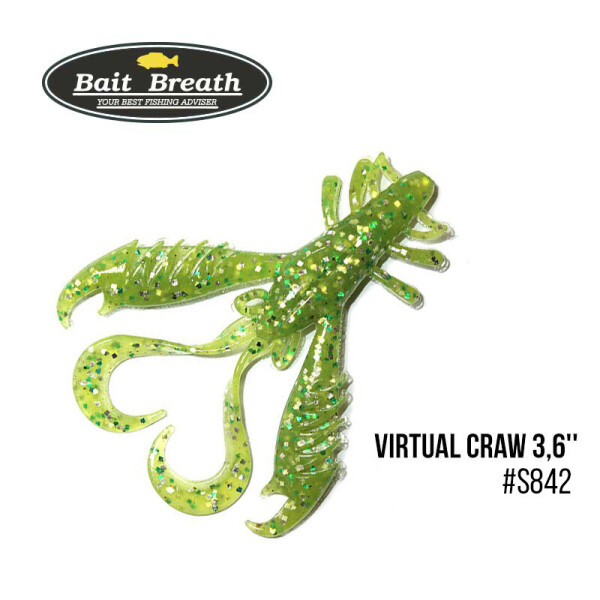 

Приманка Bait Breath Virtual Craw 3,6'' (8шт.) (S842 Cheart Shilver)
