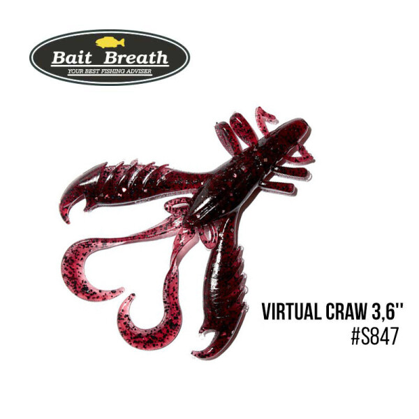 

Приманка Bait Breath Virtual Craw 3,6'' (8шт.) (S847 Blood Red ／Shilver)