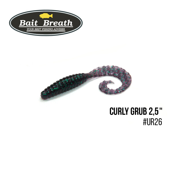 Приманка Bait Breath Curly Grub 2,5" (12шт) (Ur26 Junebug/green*seed)