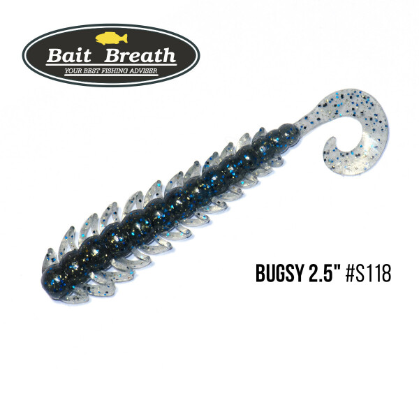 

Приманка Bait Breath BUGSY 2,5" (10шт.) (118 Smoke/Blue・Gold・Seed )