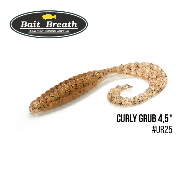 

Приманка Bait Breath Curly Grub 4,5" (8шт) (Ur25 Clear/gold*orange*seed)