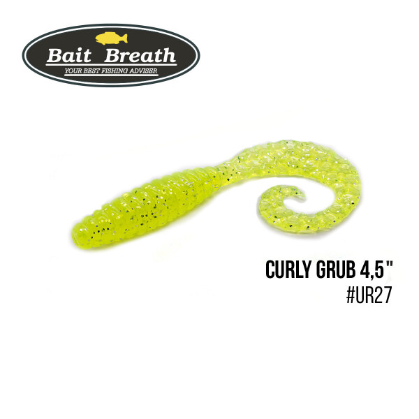 

Приманка Bait Breath Curly Grub 4,5" (8шт) (Ur27 Chartreuse/silver)