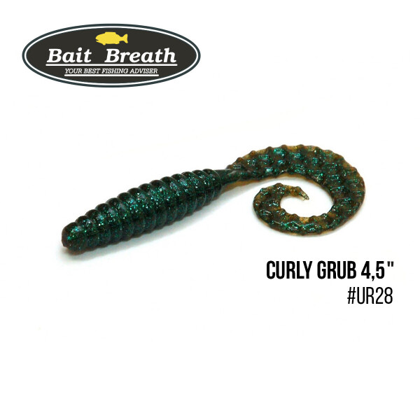 

Приманка Bait Breath Curly Grub 4,5" (8шт) (Ur28 Motoroil/green)