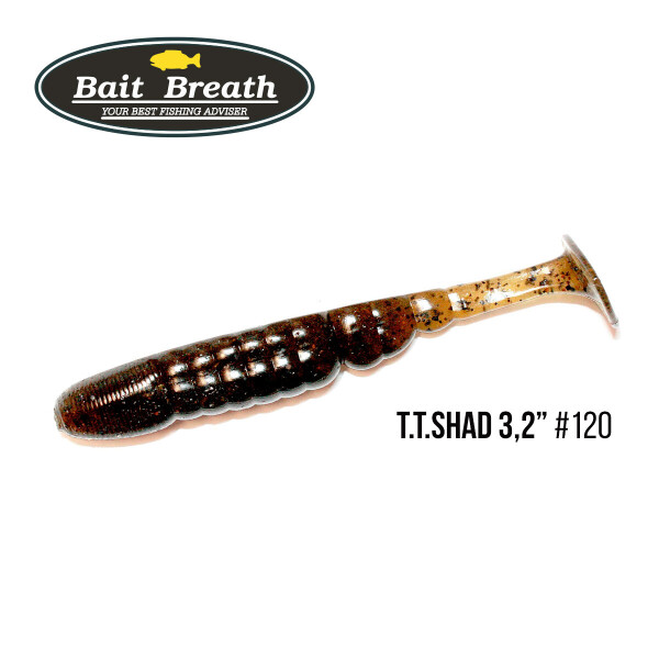 

Приманка Bait Breath T.T.Shad 3,2" (7 шт) (120 BYS Green Pumpkin/Seed)