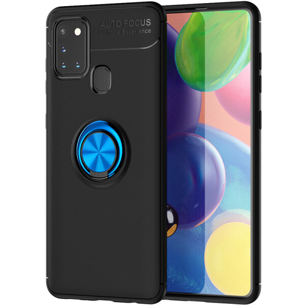 

TPU чехол Deen ColorRing под магнитный держатель (opp) для Samsung Galaxy A21s (Черный / Синий) (908152)