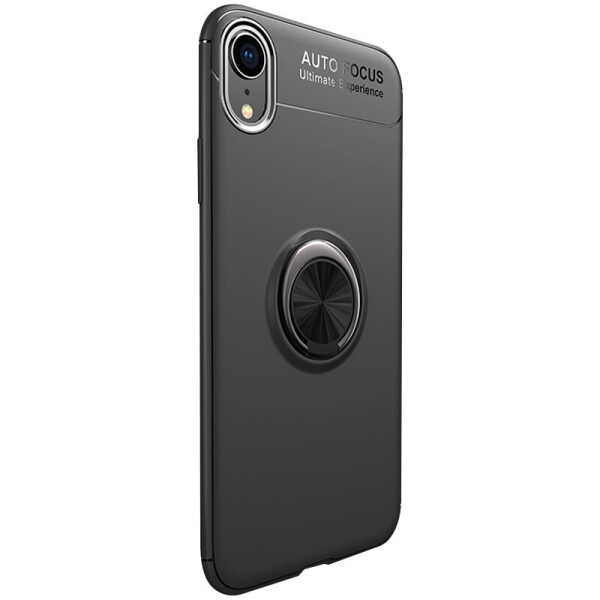 

TPU чехол Deen ColorRing под магнитный держатель (opp) для Apple iPhone XR (6.1") (Черный / Черный) (908463)