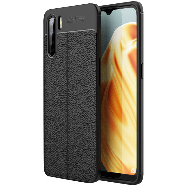 

TPU чехол фактурный (с имитацией кожи) для Oppo A91 (Черный) (906714)