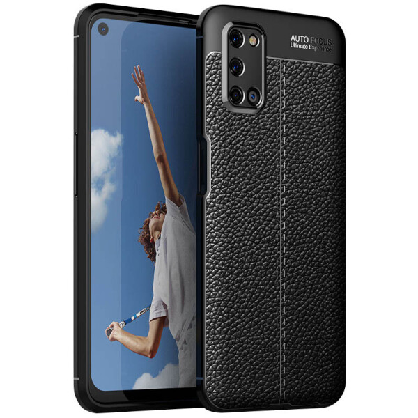 

TPU чехол фактурный (с имитацией кожи) для Oppo A72 (Черный) (906708)