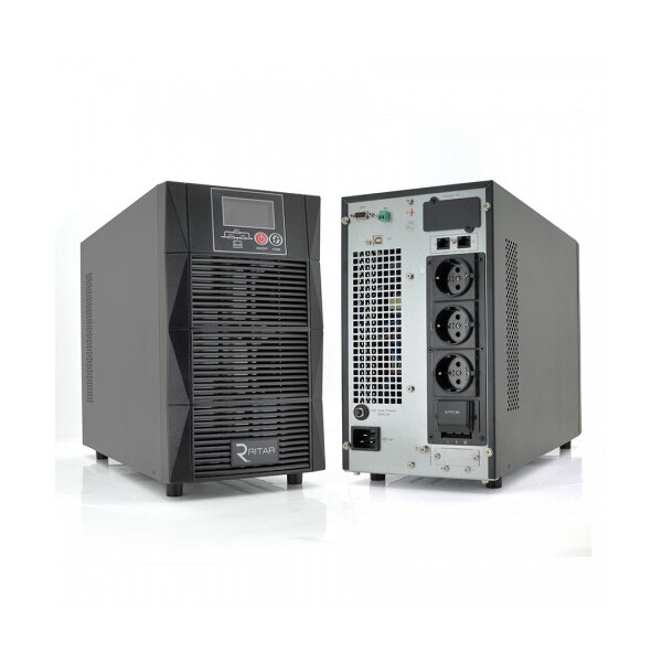 

ИБП On-Line Ritar HT1101S 1KVA/0.9kW 36В, Встроенная батарея 12V 7 Ah х 3 шт (448*240*320) 12,9 кг (345*144*231)