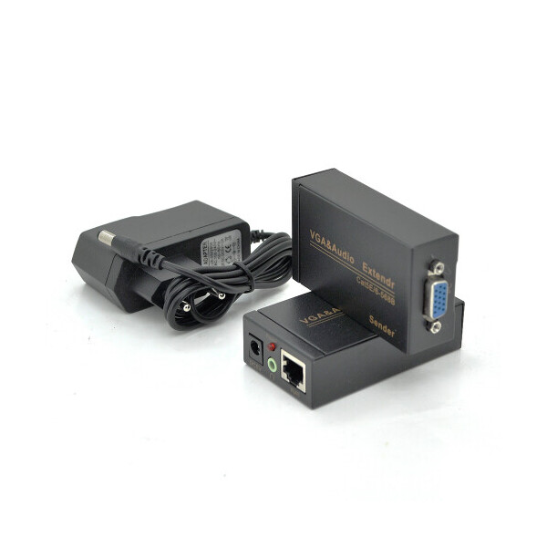 

Активный удлинитель VGA сигнала до 100m по витой паре Cat5e/6e, 1080P, Black, BOX