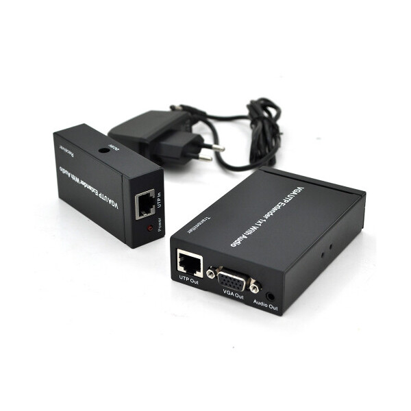 

Активный удлинитель VGA сигнала до 300m по витой паре Cat5e/6e, 1080P, Black, BOX
