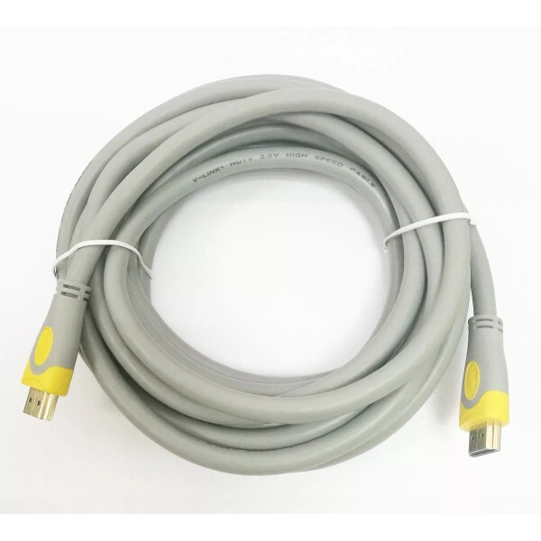 

Кабель HDMI-HDMI V-Link High Speed 5.0m, v2,0, OD-8.2mm, круглый Grey, коннектор Grey/Yellow, (Пакет), Q60