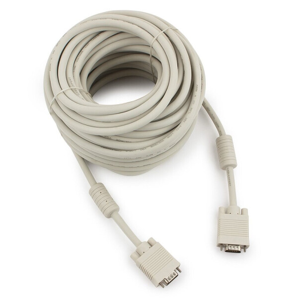 

Кабель VGA 20m, male to male (папа-папа), 2 феррита белый Q25