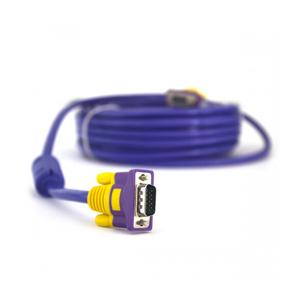 

Кабель VGA 3+4 with shielding, 5m, male to male (папа-папа), 2 феррита, purple, Пакет Q100