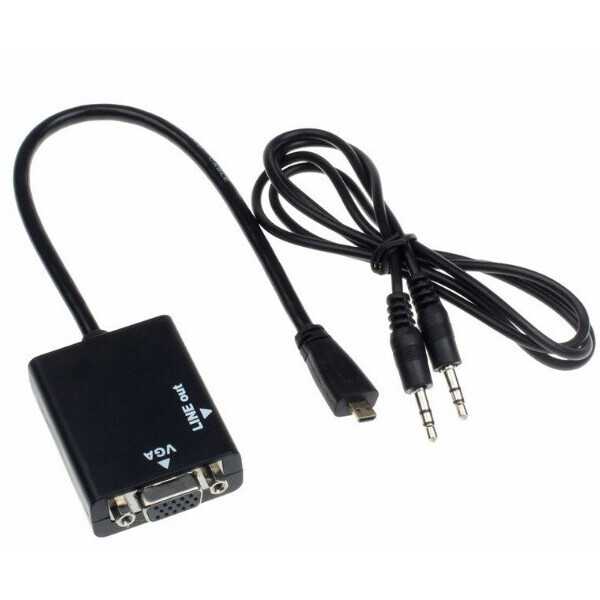 

Конвертер micro HDMI (папа) на VGA(мама) 30cm, Black, 4K/2K, Пакет + Audio
