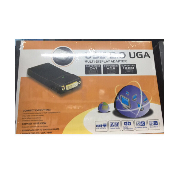 

Конвертер USB 2.0 to HDMI/VGA/DVI, Black, Box