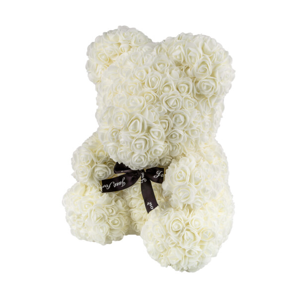 

Мягкая игрушка Мишка 3D розы 40 см Белый