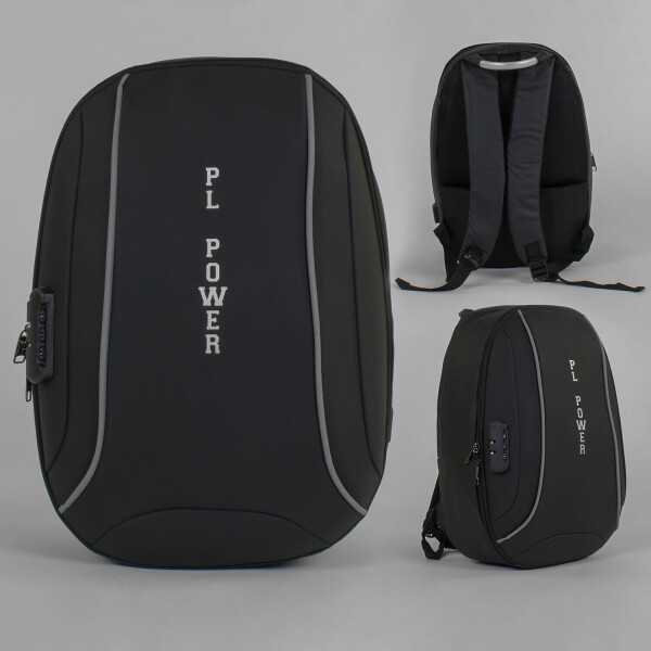 

Городской рюкзак с кодовым замком PL Power С 43661 Черный, защитный бампер, usb кабель