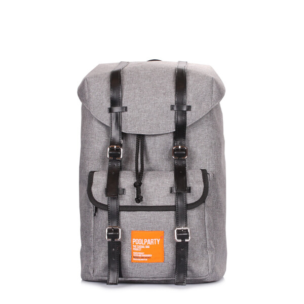 

Рюкзак с ремнями Poolparty Hipster Grey (P-1458)