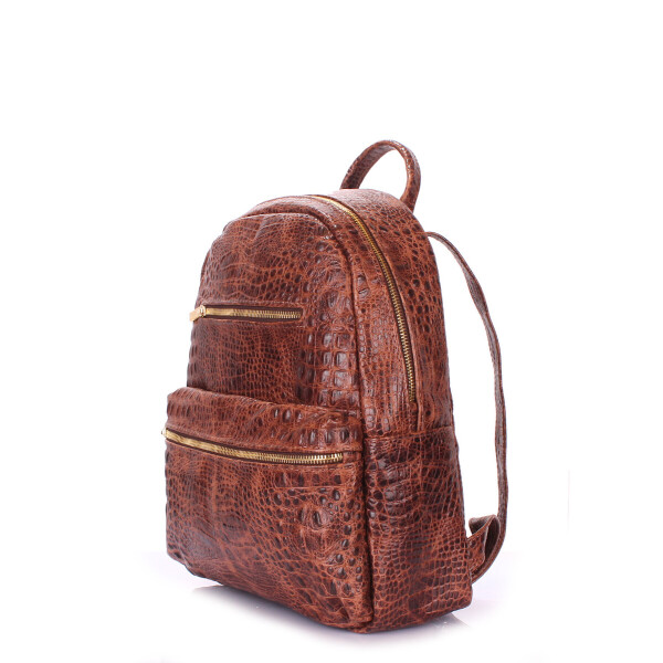 

Рюкзак женский кожаный Poolparty Mini Croco Brown (P-1467)
