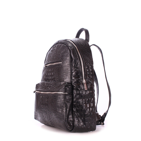 

Рюкзак женский кожаный Poolparty Mini Croco Black (P-1465)
