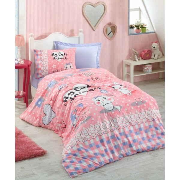 

Детское постельное белье Cotton box. Animals Pembe-1,5-спальный подростковый