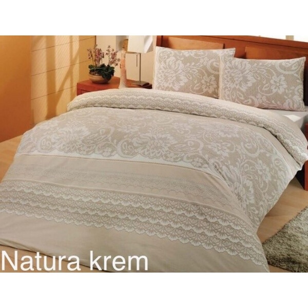 

Постельное белье Altinbasak с простыней на резинке. Ранфорс Natura Cream