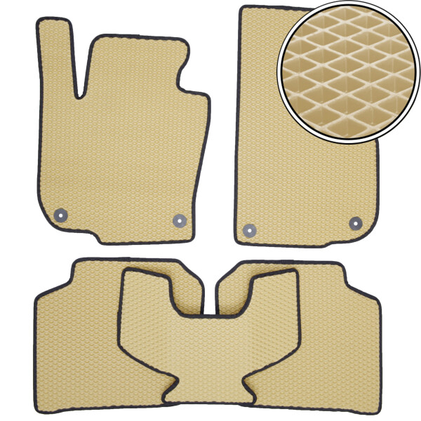 

Коврики в салон Kinetic для Skoda Superb '09-14 EVA-полимерные бежевые с черной тесьмой (комплект)