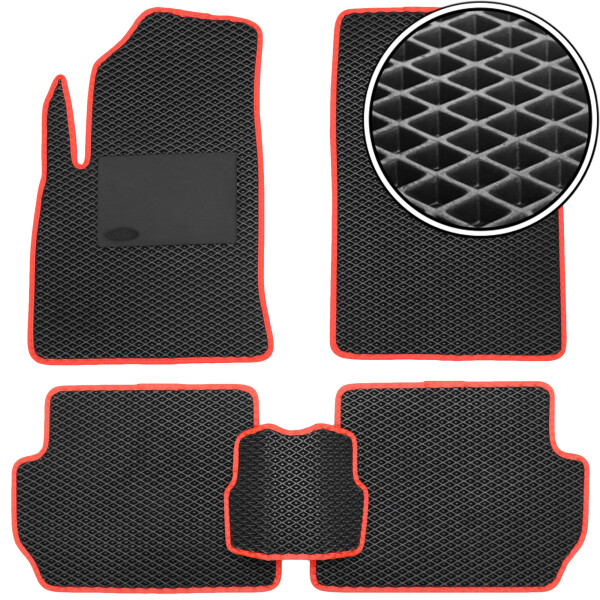 

Коврики в салон Kinetic для Ford Fiesta '02-09 EVA черные с красной тесьмой (комплект)
