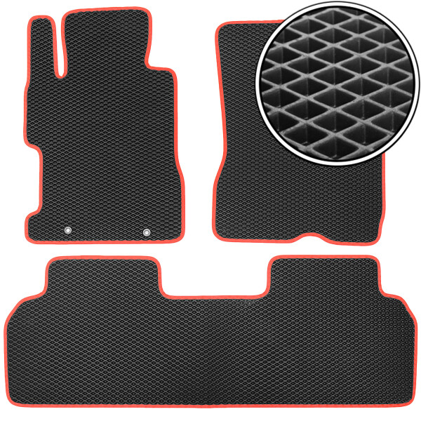 

Коврики в салон Kinetic для Honda Civic 4D '06-12 EVA-полимерные черные с красной тесьмой (комплект)