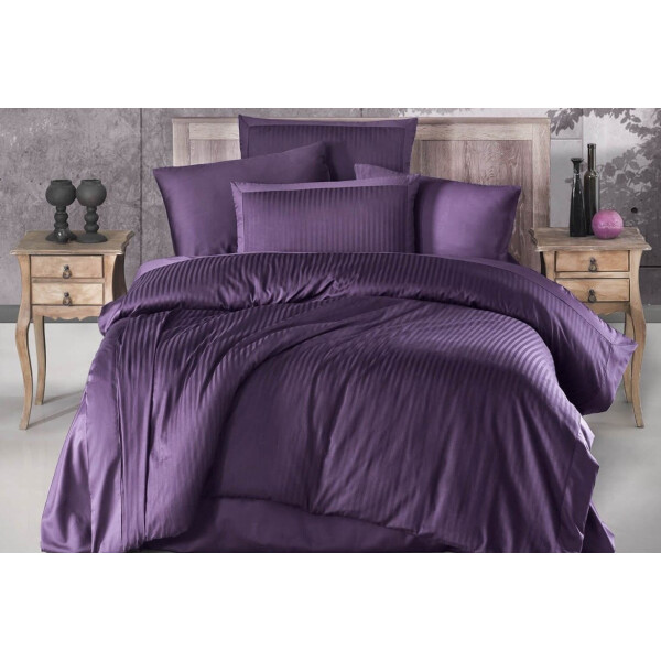

Постельное белье Ecosse. Сатин-страйп Mor Purple-Евро