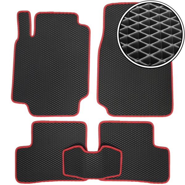

Коврики в салон Kinetic для Nissan Micra '03-10 EVA-полимерные черные с красной тесьмой (комплект)