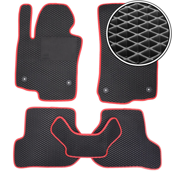 

Коврики в салон Kinetic для Seat Leon '05-12 EVA черные скрасной тесьмой (комплект)