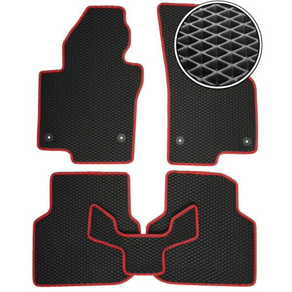 

Коврики в салон Kinetic для Volkswagen Jetta VI '10- EVA-полимерные черные с красной тесьмой (комплект)