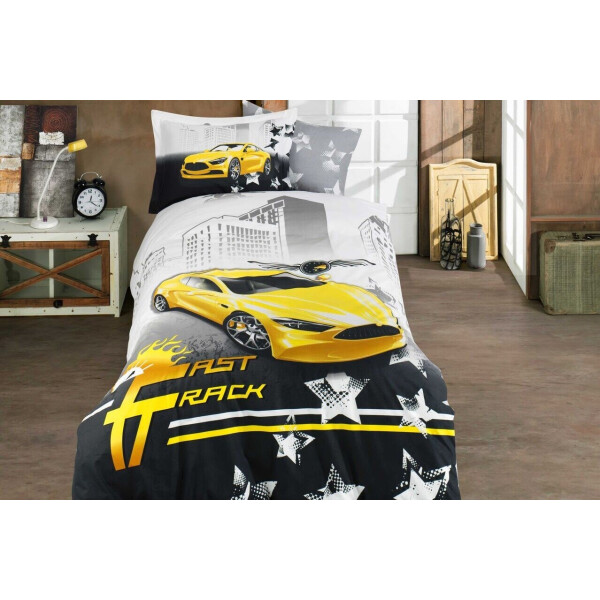 

Постельное белье Hobby Poplin. Fast Track желтое-1,5-спальный