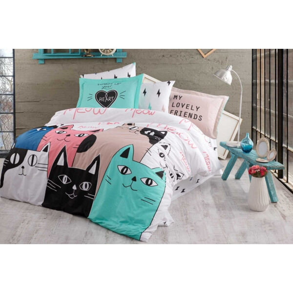 

Постельное белье Hobby Poplin. Love Cats розовое-Евро
