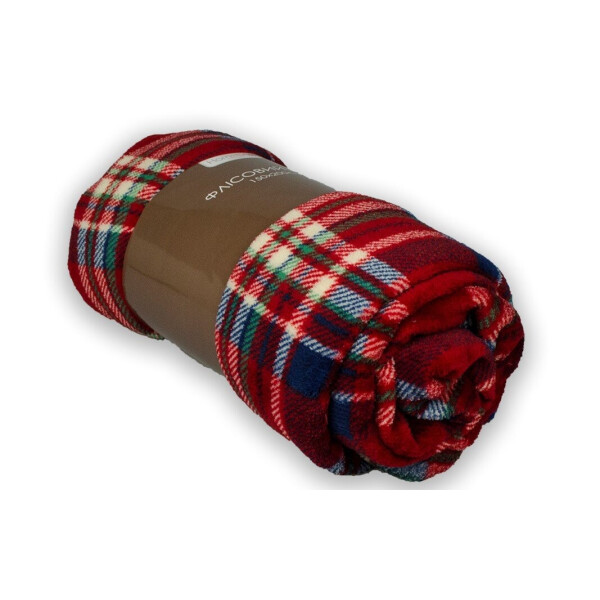 

Плед флисовый Home Line. Коралл клетка красно-синяя-150х200